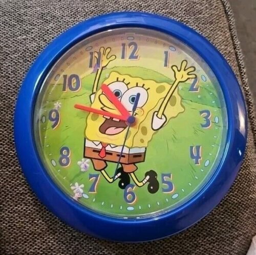 2004 Viacom Vintage SpongeBob SquarePants Wall Clock Nickelodeon WORKS Blue