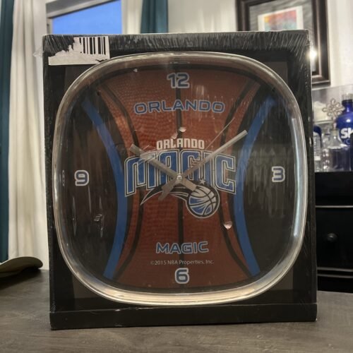 2015 NBA Properties Orlando Magic Wall Clock 12" Square Rounded Chrome Fan Cave