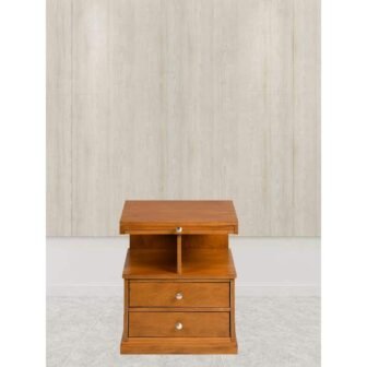 20.1 in. Brown C-Top Wood End Table Side Table Nightstands with 2-Drawers