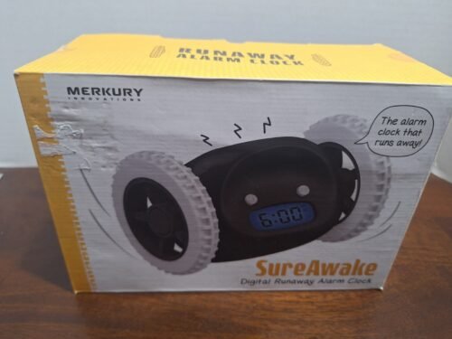 2023 Merkury Innovations SureAwake Runaway Digital Alarm Clock Black NIOB