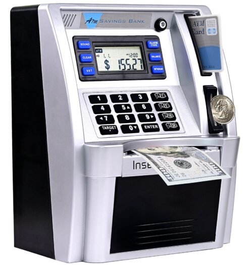 2024 Upgraded ATM Piggy Bank for Real Money for Kids Adults,Toy Money Bank wi...