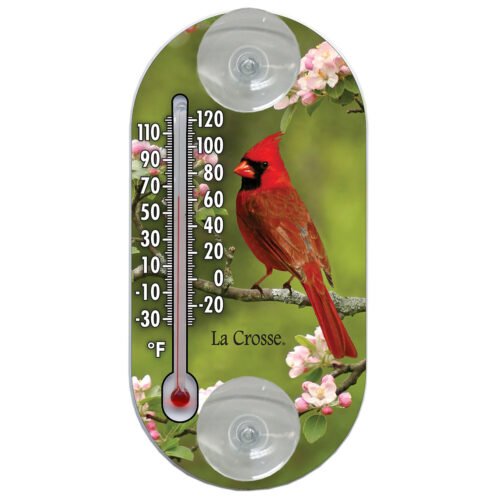 204-104 La Crosse 4" Indoor/Outdoor Window Thermometer - Cardinal