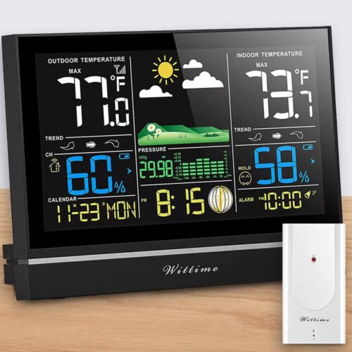 2076B Weather Station with Atomic Clock Wireless Indoor Outdoor Thermometer Temp