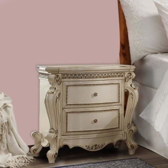 20.87 in. White 2-Drawer Wooden Nightstand