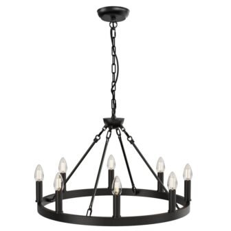 20 in. 6-Lights Black Wagon Wheel Chandeliers, Farmhouse Wrought Iron Light Fixture...