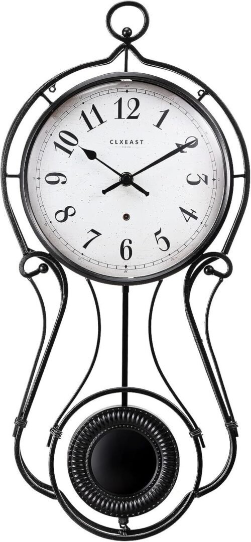 20 Inch Black Metal Pendulum Wall Clock Home Office Pendulum Wall Clock