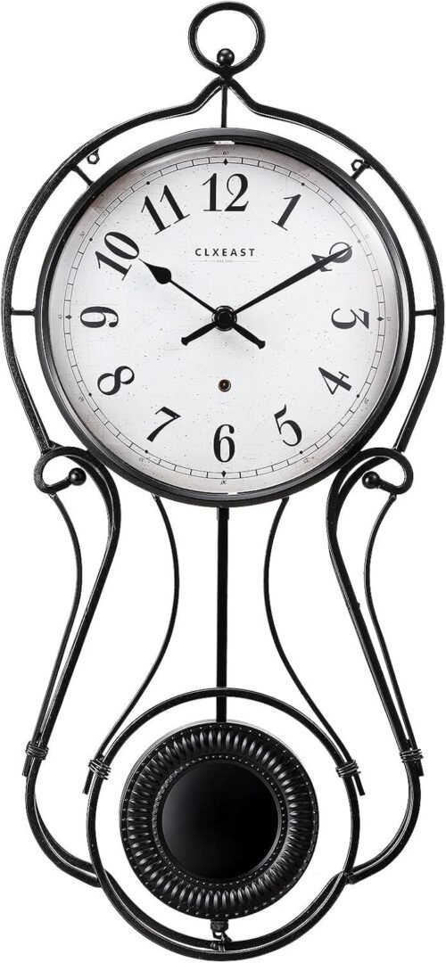 20 Inch Black Metal Pendulum Wall Clock, Large School Rules Wall Clock