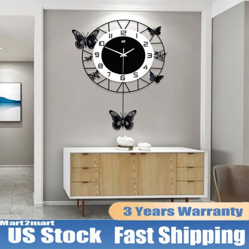 20inch Modern Butterfly Wall-mounted Clock Quartz Watch Clock Home Decoration