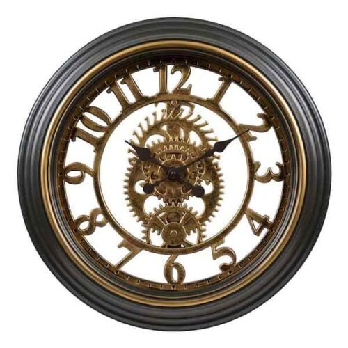 20 in. Large Round Bronze Gears Home Display Battery Operated Quartz Wall Clock