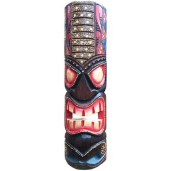 20 in. Tiki Mask Hawaiian Dot Art Wood Wall Decor