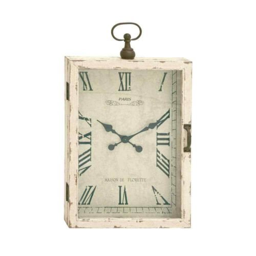20 in. x 34 in. White Wooden Pocket Watch Wall Clock