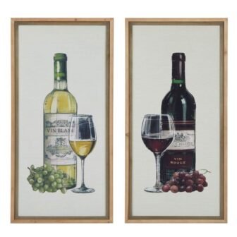 20 in. x 40 in. Large Rectangular Wine Canvas Wall Pair Art...