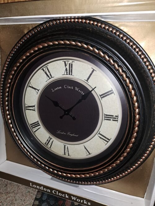 20" Wall Clock By London Clock Works Dark Brown Blackish * Dented Box * NEW!