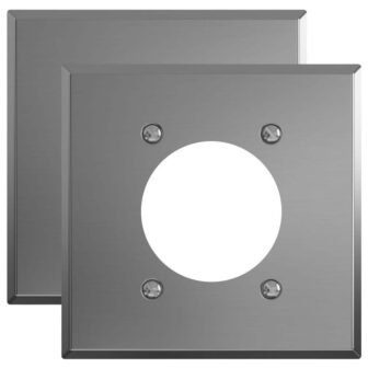 2.15 in. 2-Gang Flush Mount Power Single Outlet Stainless Steel Wall Plate...