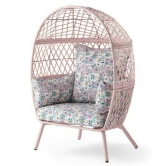 21.65 in. D x 27.17 in. W Kid's Ventura Wicker Outdoor Pink...