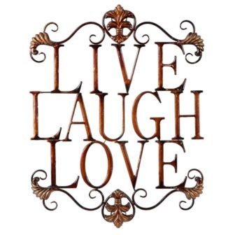 21 in. x 28 in. Metal Brown Live Love Laugh Sign Wall...