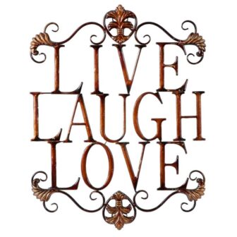 21 in. x 28 in. Metal Brown Live Love Laugh Sign Wall
