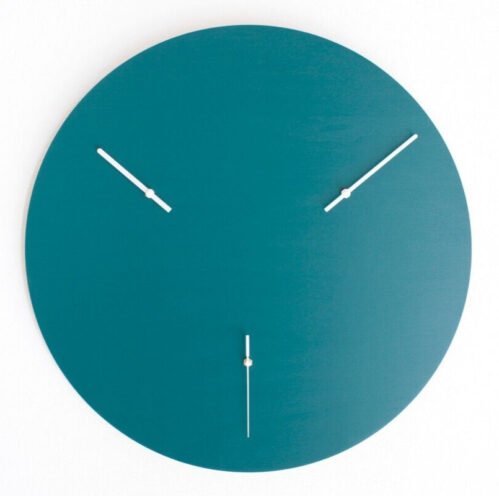 22,5" Oversized Teal Wood Wall Clock Giant Extra Large Silent Bedroom Timekeeper