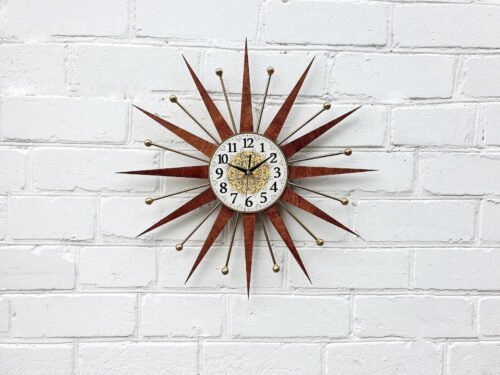 22"Atomic Wall Clock George Nelson Starburst Clock Handmade 1970s Style Sunburst