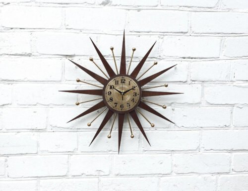 22"George Nelson Wall Clock Sunburst Gold Or Antique Gold Vintage Modern 1970s
