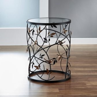 22 in. Antique Bronze Large Bird and Branches Side Table