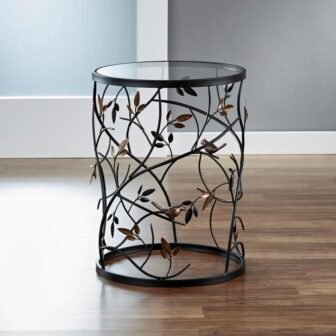 22 in. Antique Bronze Large Bird and Branches Side Table