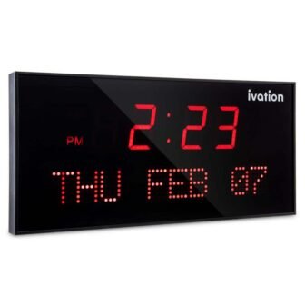 22 in. Large Digital Wall Clock, LED Digital Clock with Calendar, Red