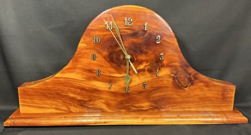 22” Mantle Clock Cedar Glossy Handcrafted Vintage Analog Fireplace Living Room