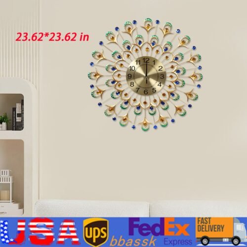 23.62 In Modern Large Wall Clock Metal Watch Art Design Home Living Room Decor