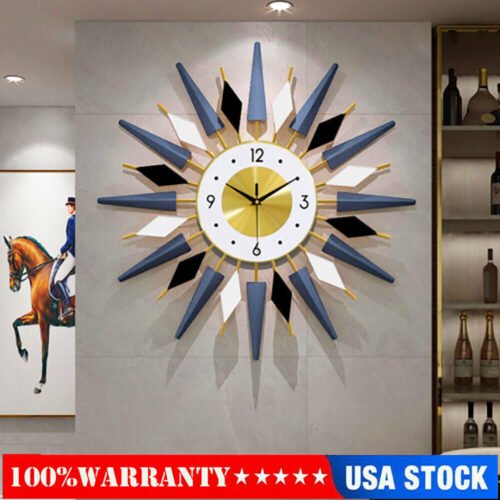 23.6 Inch Large Retro Metal Art Clock Mid Century Modern Wall Vintage Wall Clock