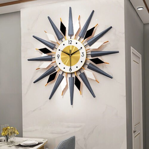 23.6 Inch Large Retro Metal Art Clock Mid Century Modern Wall Vintage Wall Clock