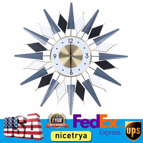 23.6 Inch Large Retro Metal Art Clock Mid Century Modern Wall Vintage Wall Clock