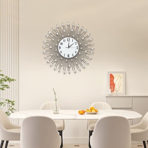 23.6Inch Luxury Wall Clock Diamond Studded Sparkling Bling Wall Clock Decor