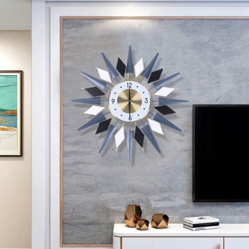 23.6'' Large Starburst Metal Wall Clock Wall Art Decor Clock Modern Europe US