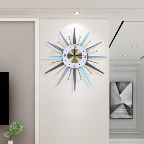 23 Inch Retro Metal Art Sunburst Clock Vintage Mid Century Modern Wall Clock NEW