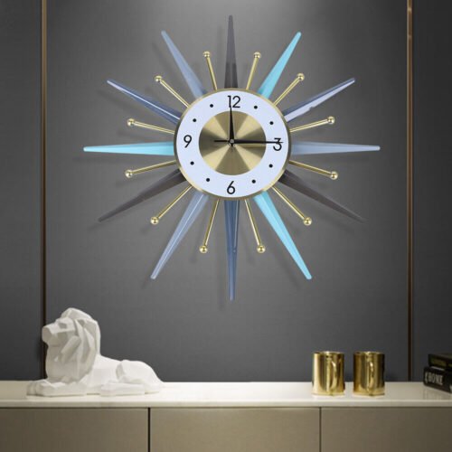 23 Inch Retro Metal Art Sunburst Clock Vintage Mid Century Modern Wall Clock NEW