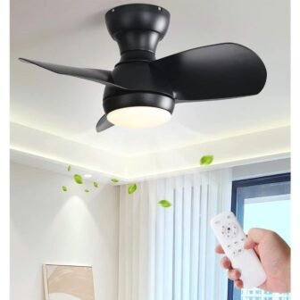 23 in. Integrated LED Indoor Mini Black Ceiling Fan with Light Kit...