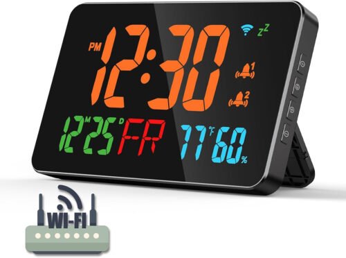 2.4Ghz Wifi Atomic Clock, Auto Time Calibration with Clock Zone Temperature, Hum