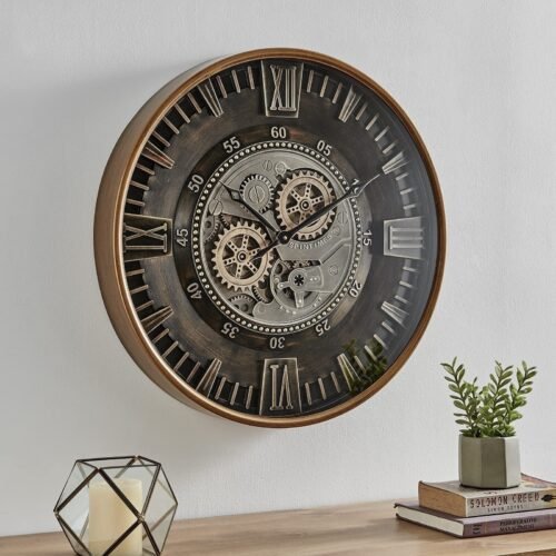 24 Inch Large Moving Gear Wall Clock for Farmhouse Living Room Decor,Big Indu...
