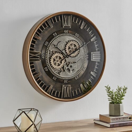 24 Inch Large Moving Gear Wall Clock for Farmhouse Living Room Decor,Vintage ...