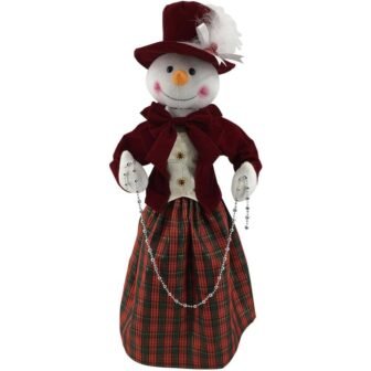24 in. Christmas Victorian Snowman with Beads and Music