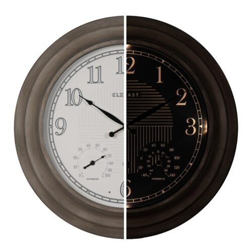 24 Inch Self-Illuminated in/Outdoor Atomic Wall Clock with Temperature and Hu...