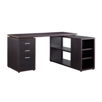24 in. L-Shaped Desk Espresso with Drawers, L-Shaped Office Desk, L-Shaped Computer...