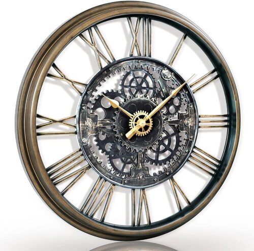 ® 24IN Large Decorative Wall Clock Oversized 3D Steampunk Roman Numeral Big Wa