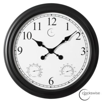 24 in. Large Outdoor Wall Clock Thermometer Combo, Waterproof Hygrometer Silent Battery-Operated...
