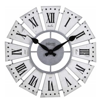 24 in. Numeral Windmill Aged White Wall Clock, Large Vintage Decor