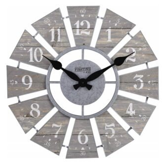 24 in. Numeral Windmill Gray Wall Clock, Large Vintage Decor
