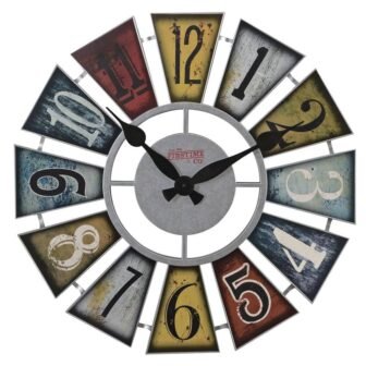 24 in. Numeral Windmill Multicolor Wall Clock, Large Vintage Decor