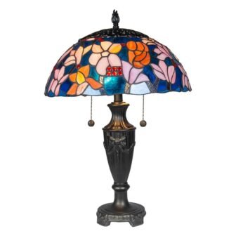 24 in. Tall Florieta Tiffany Table Lamp Handmade Genuine Stained Glass Shade...