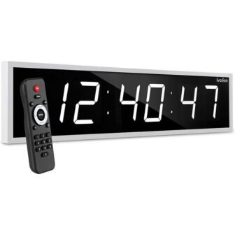 24 in. White Large Digital Wall Clock, LED Wall Clock with Stopwatch,...